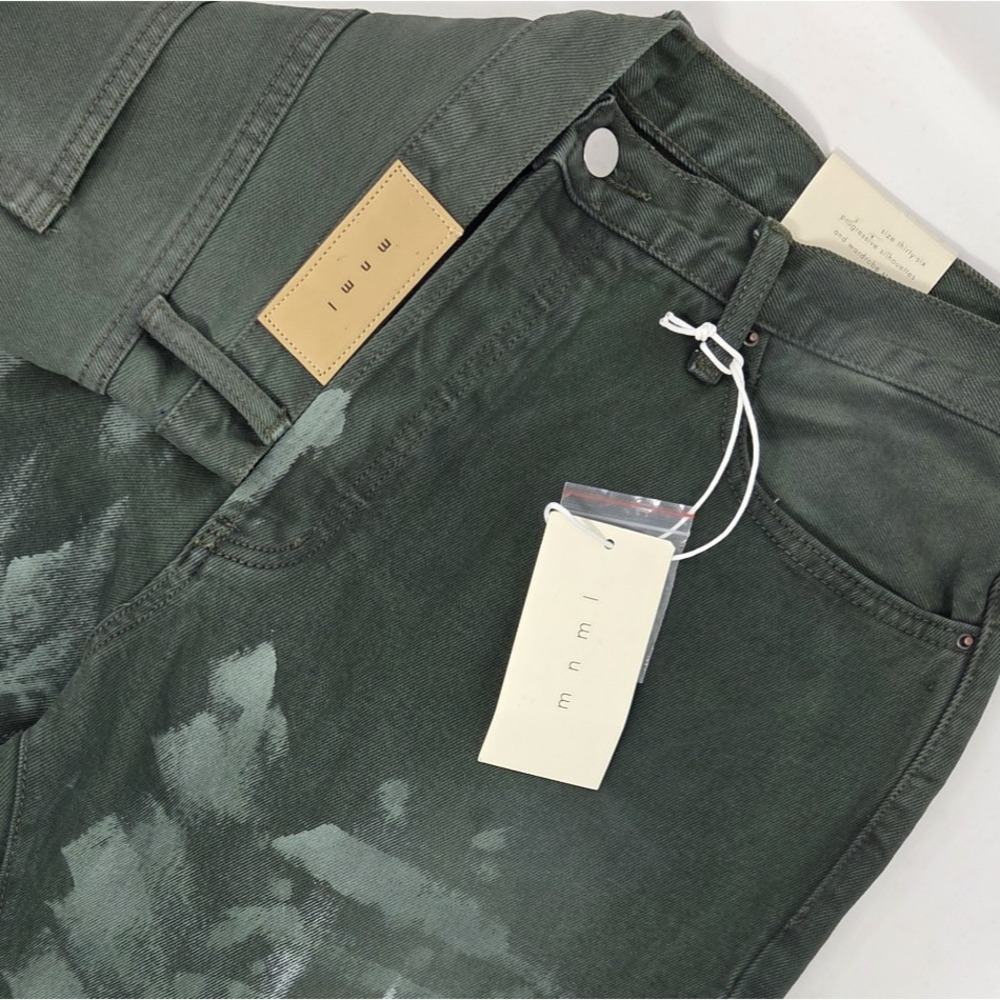 NEW MNML‎ Mens B415 Flare Denim Size 36 Olive Green 36" Inseam Button Fly NWT